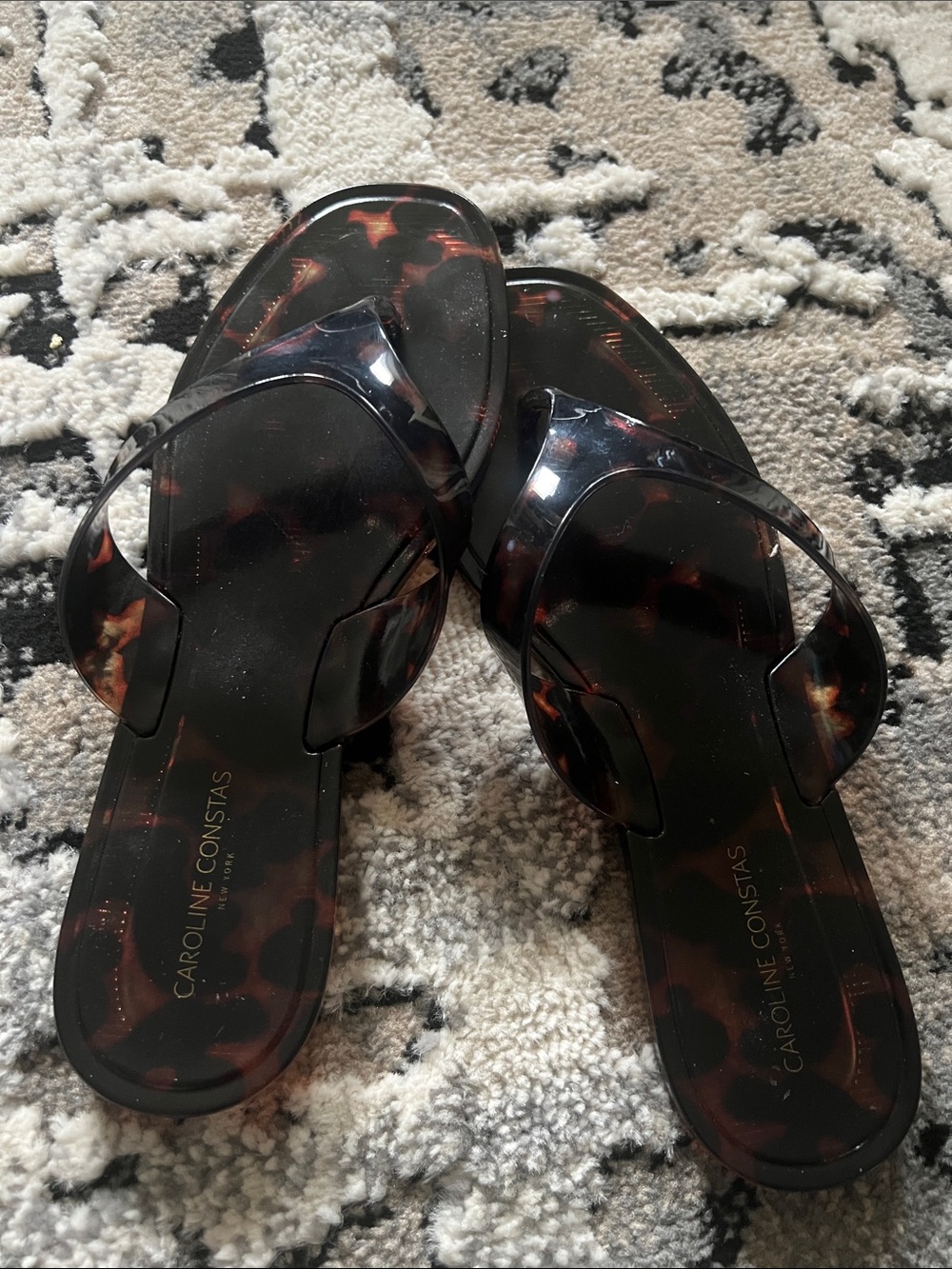 Caroline Constas Tortoiseshell Jelly Flip Flop Sandals - Brown/Black